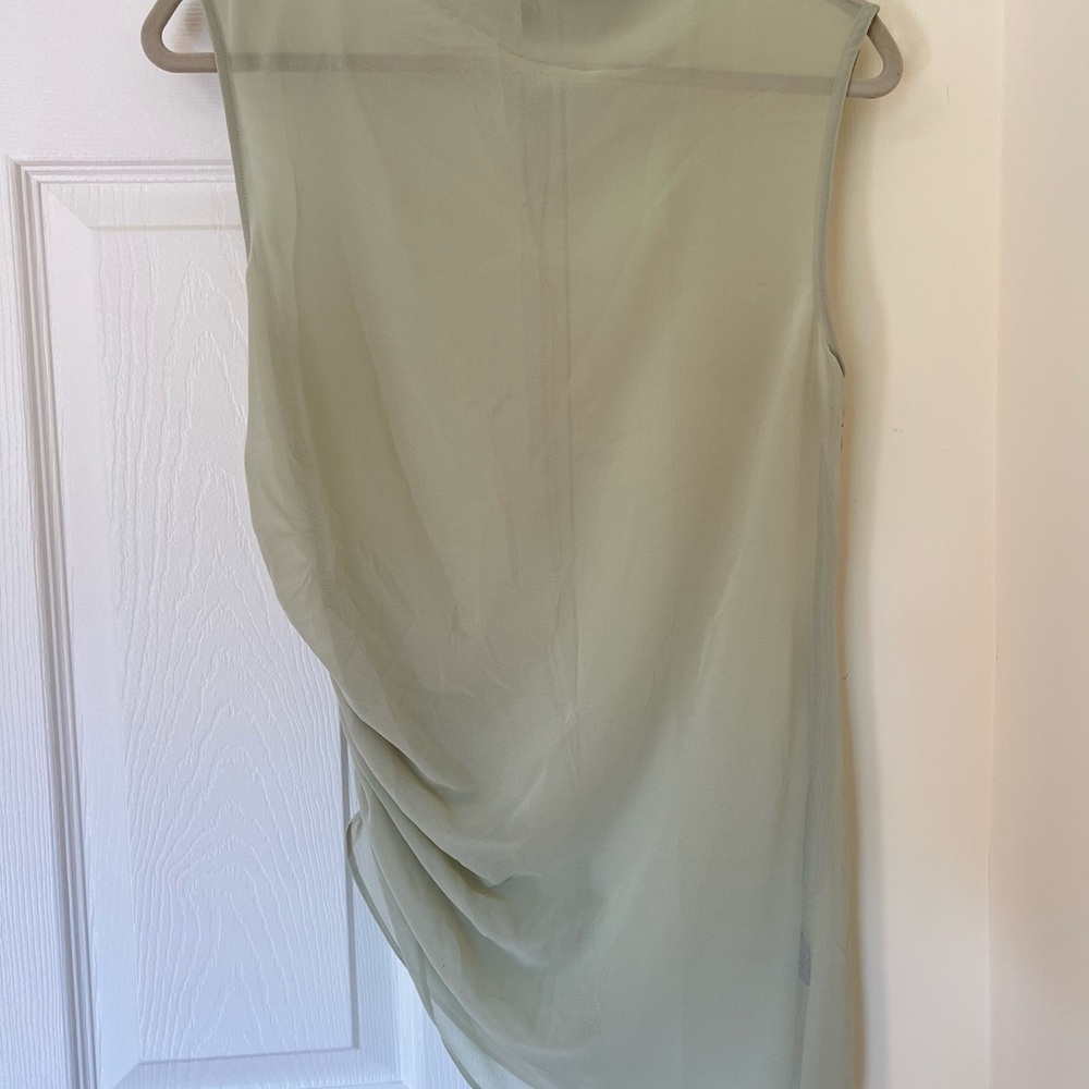 Lapointe - Lightweight Georgette Mock Neck Ruched Top